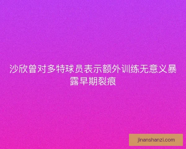 沙欣曾对多特球员表示额外训练无意义暴露早期裂痕