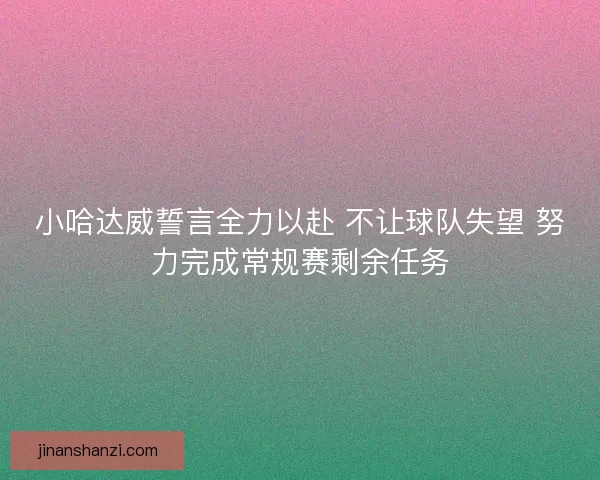 小哈达威誓言全力以赴 不让球队失望 努力完成常规赛剩余任务
