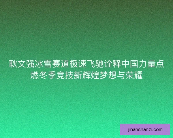 耿文强冰雪赛道极速飞驰诠释中国力量点燃冬季竞技新辉煌梦想与荣耀