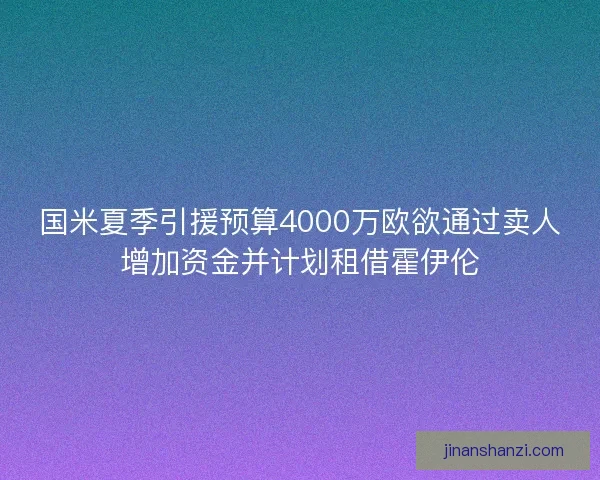 国米夏季引援预算4000万欧欲通过卖人增加资金并计划租借霍伊伦