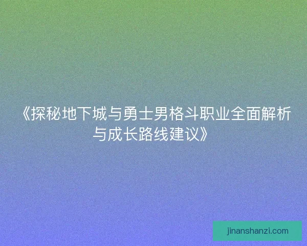 《探秘地下城与勇士男格斗职业全面解析与成长路线建议》
